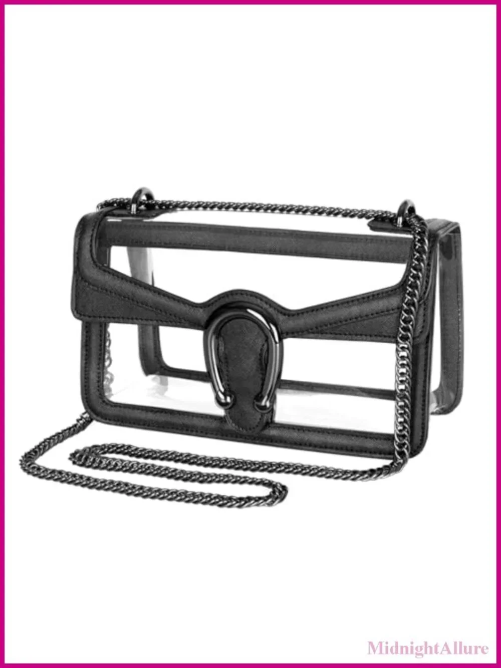 Clear PVC Stadium Approved Hobo Handbag Chain Strap Vegan Leather